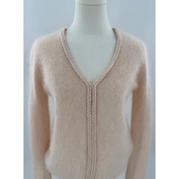 Sezane Sienna Sweater Kid Mohair Alpaca Nude Peach Pink Small Braided V neck - Picture 4 of 9